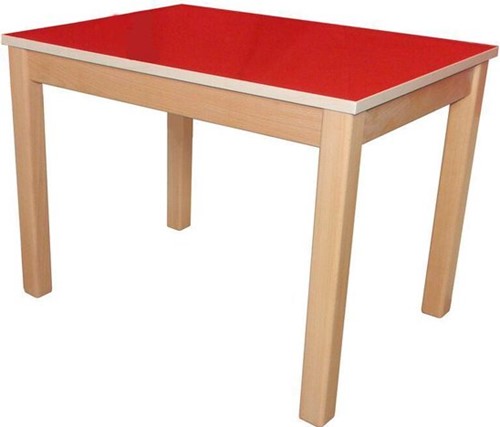 Van Dijk Toys Tavolo in legno di faggio massiccio con base e piano superiore in HPL rosso alto 46cm