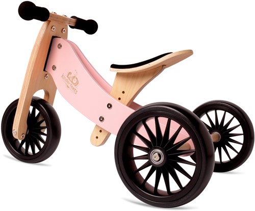 Kinderfeets Bicicletta a bilanciamento in legno 2-in-1 & triciclo Tiny Tot Plus - Rosa