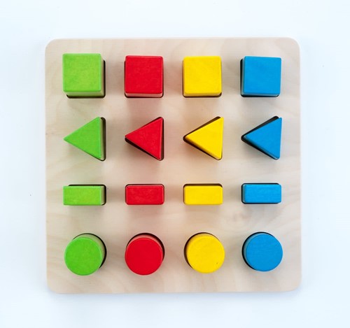 Engelhart educatief Sorteerbord geometrisch kleur/grootte 4x multiplex/rubberhout