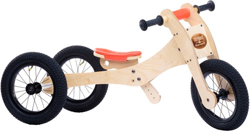 Trybike houten loopfiets 4 in 1 oranje