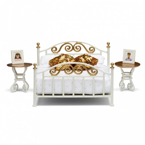 Lundby Set - Slaapkamer (wit/goud)