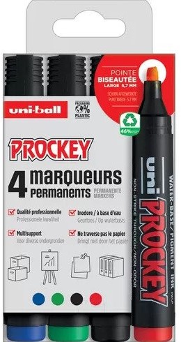 Uni-ball Uni-Ball Prockey Permanent Marker Set 5,7 mm Chisel 4 stuks